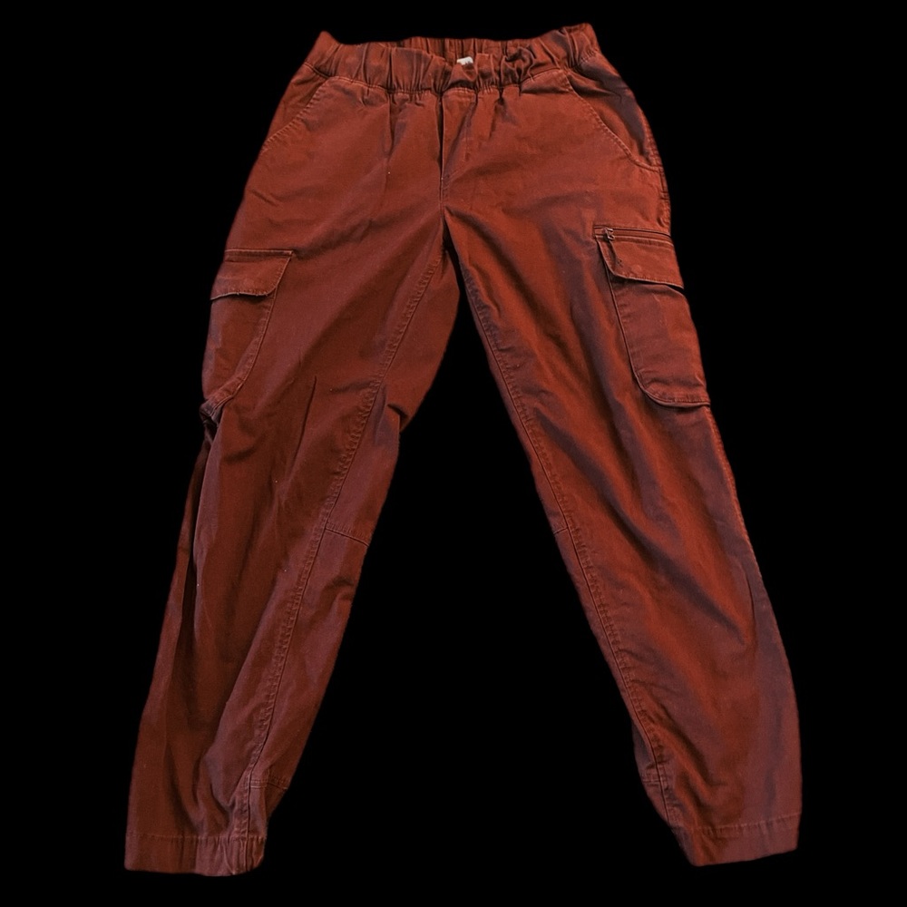 burgundy cotton cargo pants sz small petite